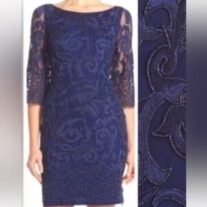 AIDAN by AIDAN MATTOX Beaded Navy Blue Mini Dress 6